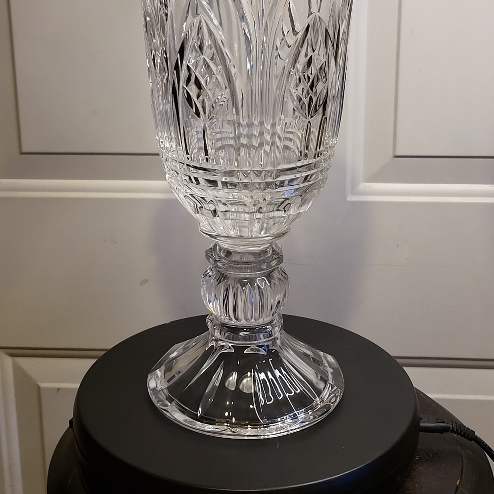 #1 Huge German Crystal Hurricane Vase Vintage 14" - Picture 8 of 9